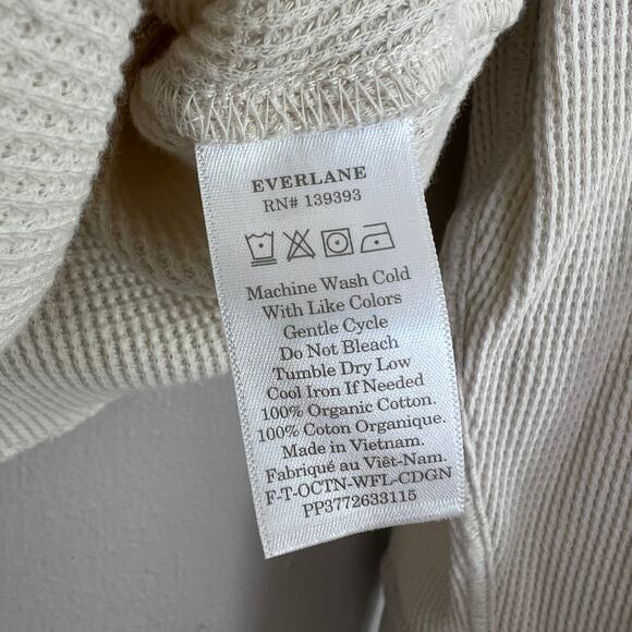 Everlane The Organic Cotton Waffle Knit Cardigan Women's Size XL Cream Cropped - Picture 8 of 9